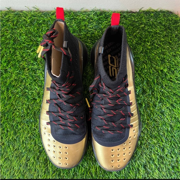 Under Armour Curry 4 x Shoe Palace 25th Anniversary Gold Black Red - Picture 5 of 13